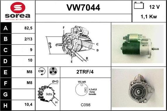 Sera VW7044 - Стартер vvparts.bg