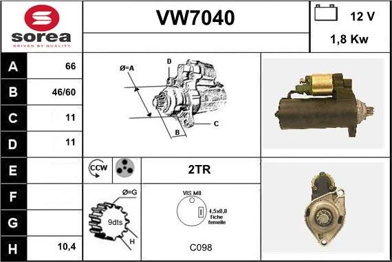 Sera VW7040 - Стартер vvparts.bg