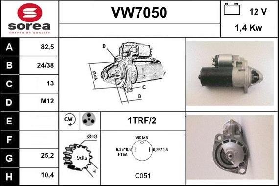 Sera VW7050 - Стартер vvparts.bg