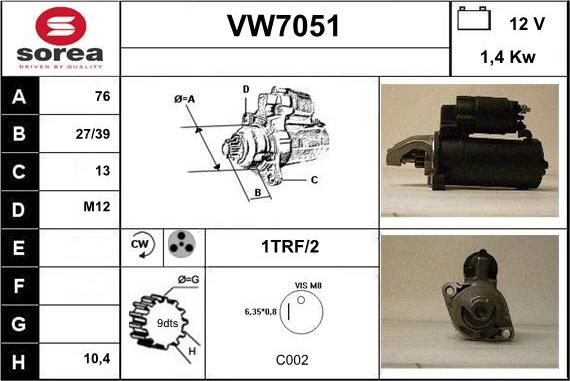 Sera VW7051 - Стартер vvparts.bg