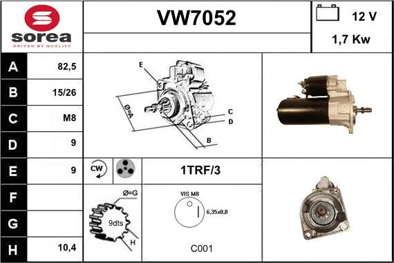 Sera VW7052 - Стартер vvparts.bg