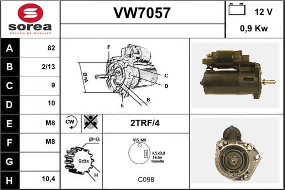 Sera VW7057 - Стартер vvparts.bg