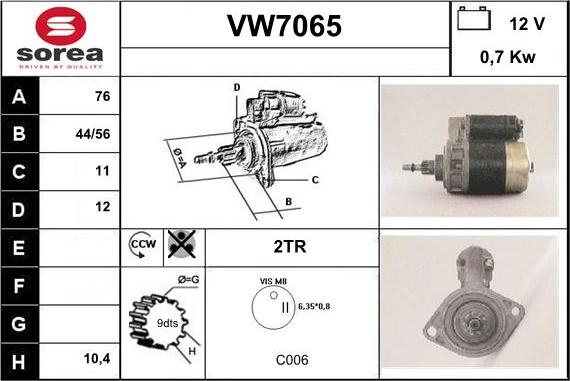 Sera VW7065 - Стартер vvparts.bg