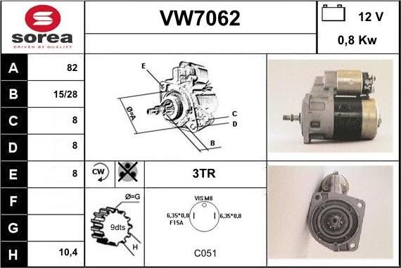 Sera VW7062 - Стартер vvparts.bg