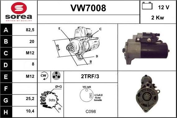 Sera VW7008 - Стартер vvparts.bg