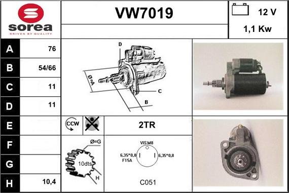 Sera VW7019 - Стартер vvparts.bg