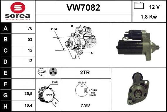 Sera VW7082 - Стартер vvparts.bg