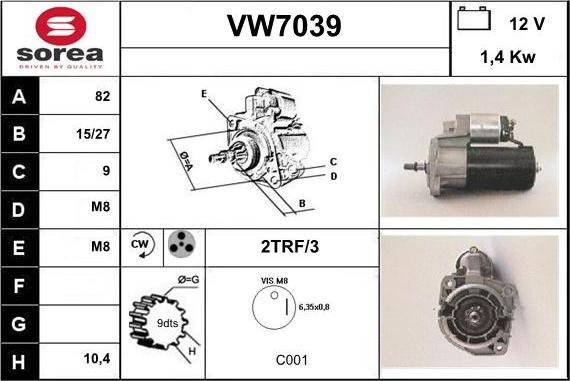 Sera VW7039 - Стартер vvparts.bg