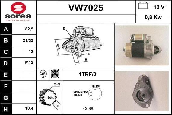 Sera VW7025 - Стартер vvparts.bg