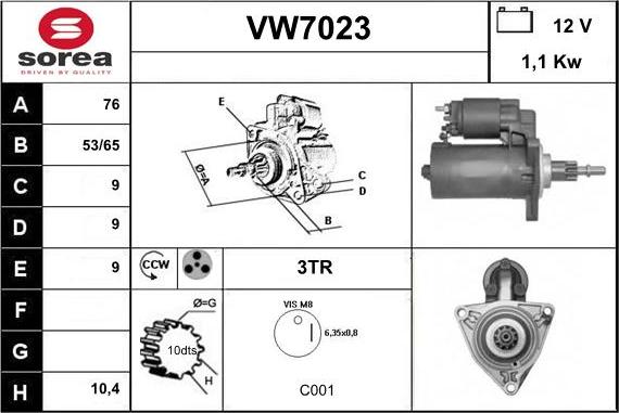 Sera VW7023 - Стартер vvparts.bg