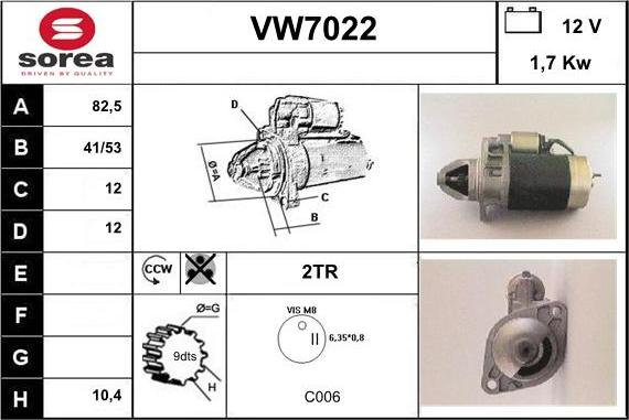 Sera VW7022 - Стартер vvparts.bg