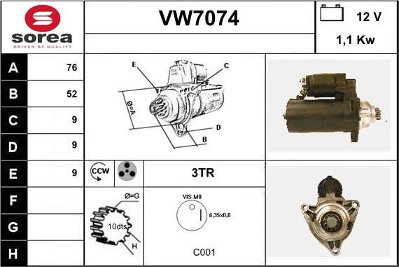 Sera VW7074 - Стартер vvparts.bg