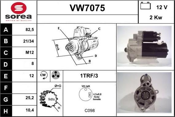 Sera VW7075 - Стартер vvparts.bg