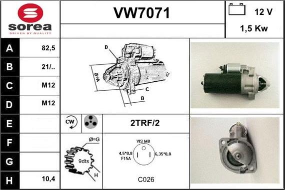 Sera VW7071 - Стартер vvparts.bg