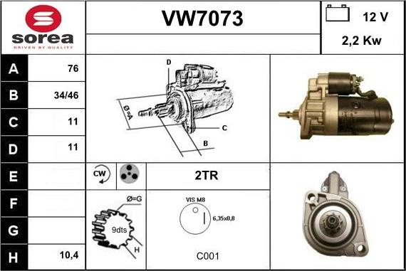 Sera VW7073 - Стартер vvparts.bg