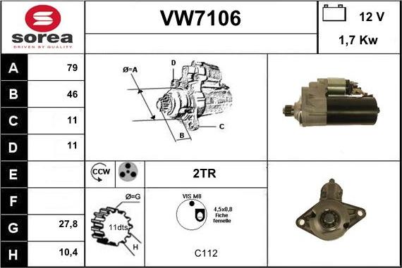 Sera VW7106 - Стартер vvparts.bg