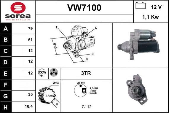 Sera VW7100 - Стартер vvparts.bg