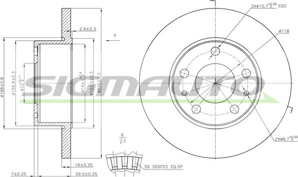 SIGMAUTO DB0196S - Спирачен диск vvparts.bg