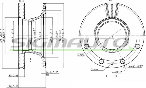 SIGMAUTO DB0106V - Спирачен диск vvparts.bg