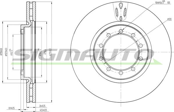 SIGMAUTO DB0182V - Спирачен диск vvparts.bg