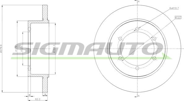 SIGMAUTO DB0369S - Спирачен диск vvparts.bg