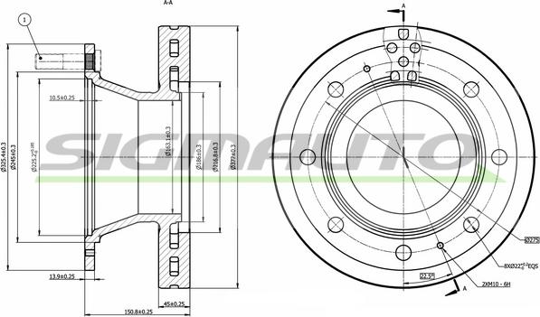 SIGMAUTO DB0308V - Спирачен диск vvparts.bg