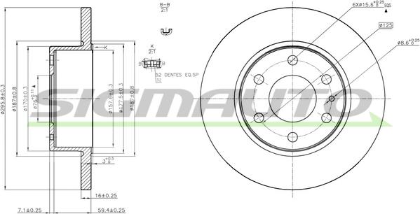 SIGMAUTO DB0316S - Спирачен диск vvparts.bg