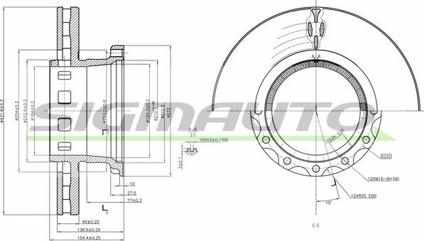 SIGMAUTO DB0318V - Спирачен диск vvparts.bg