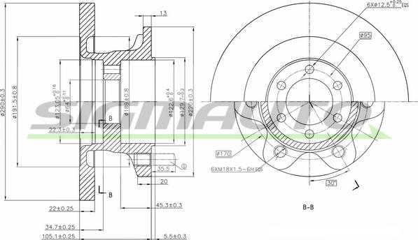 SIGMAUTO DB0313S - Спирачен диск vvparts.bg