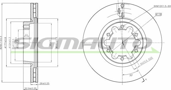 SIGMAUTO DB0339V - Спирачен диск vvparts.bg