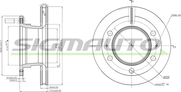 SIGMAUTO DB0264V - Спирачен диск vvparts.bg