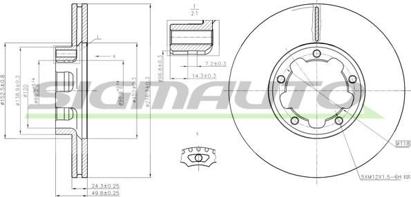 SIGMAUTO DB0261V - Спирачен диск vvparts.bg