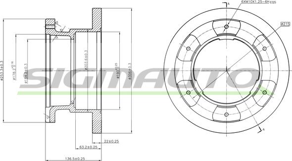 SIGMAUTO DB0236S - Спирачен диск vvparts.bg