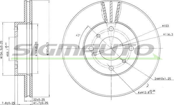 SIGMAUTO DBA959V - Спирачен диск vvparts.bg