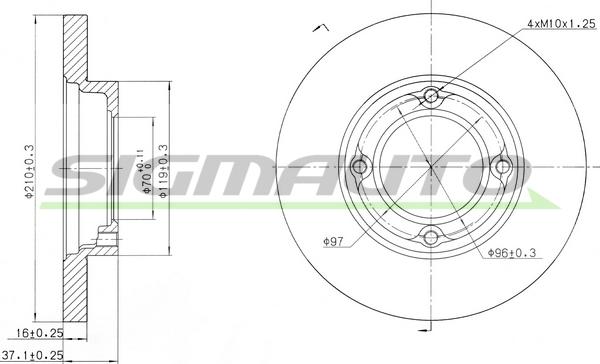 SIGMAUTO DBA968S - Спирачен диск vvparts.bg