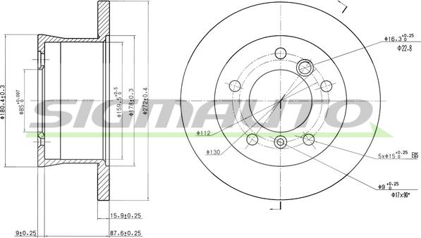 SIGMAUTO DBA932S - Спирачен диск vvparts.bg