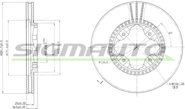 SIGMAUTO DBA494V - Спирачен диск vvparts.bg