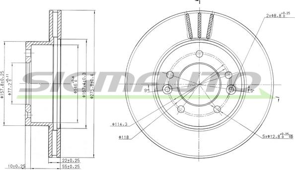 SIGMAUTO DBA455V - Спирачен диск vvparts.bg