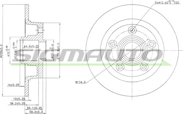 SIGMAUTO DBA456S - Спирачен диск vvparts.bg