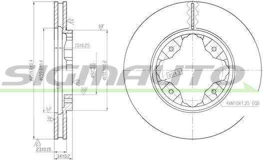 SIGMAUTO DBA450V - Спирачен диск vvparts.bg