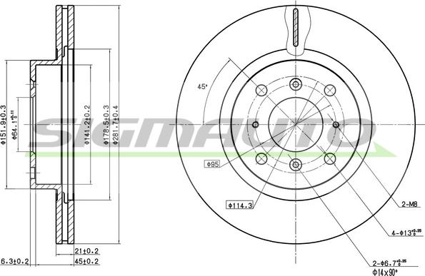 SIGMAUTO DBA453V - Спирачен диск vvparts.bg