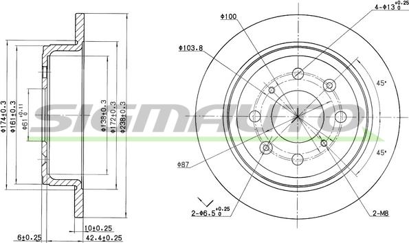 SIGMAUTO DBA468S - Спирачен диск vvparts.bg