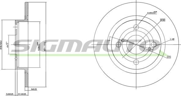 SIGMAUTO DBA404S - Спирачен диск vvparts.bg