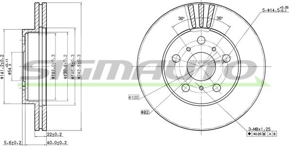 SIGMAUTO DBA402V - Спирачен диск vvparts.bg