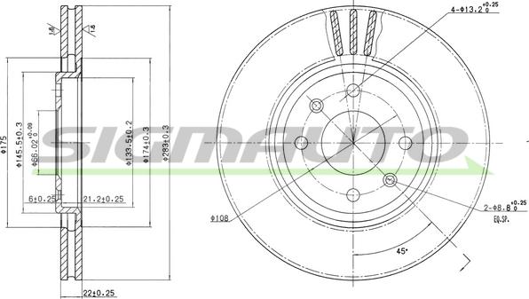 SIGMAUTO DBA489V - Спирачен диск vvparts.bg