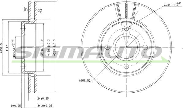 SIGMAUTO DBA423V - Спирачен диск vvparts.bg