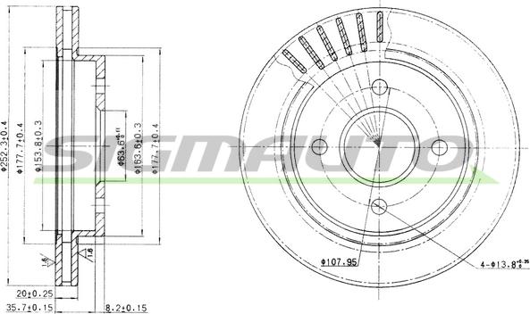 SIGMAUTO DBA479V - Спирачен диск vvparts.bg