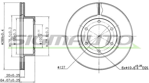 SIGMAUTO DBA596V - Спирачен диск vvparts.bg