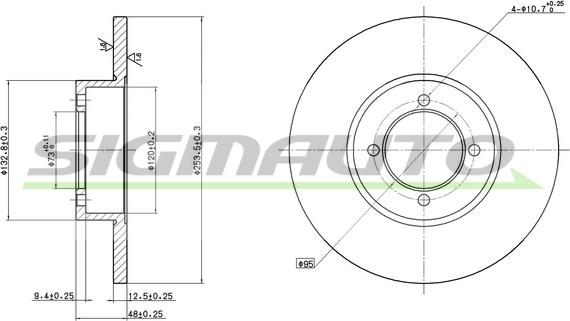 SIGMAUTO DBA541S - Спирачен диск vvparts.bg