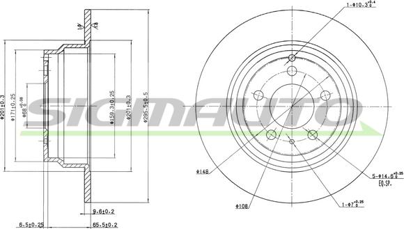 SIGMAUTO DBA552S - Спирачен диск vvparts.bg